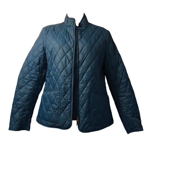 LL Bean Signature Womens Quilted Midweight jacket Teal Blue Sz 10 - Picture 2 of 9